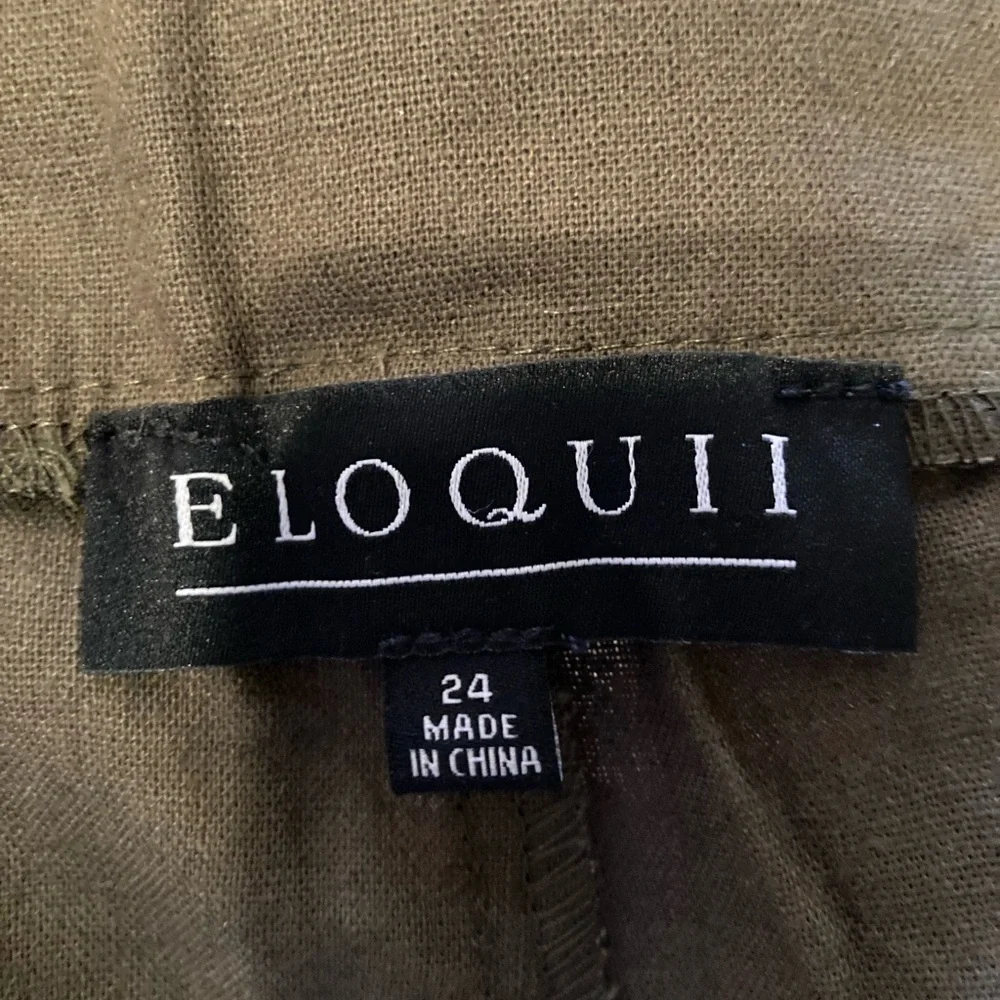 NWT Eloquii Olive Wide-Leg Paperbag Waist Trousers - Linen Blend - 24 - Picture 5 of 8